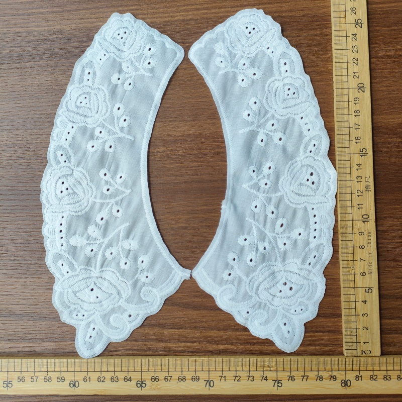 Vintage Milk Silk Embroidery Lace Collar, Detachable Fake Collar for Women Dress Shirt