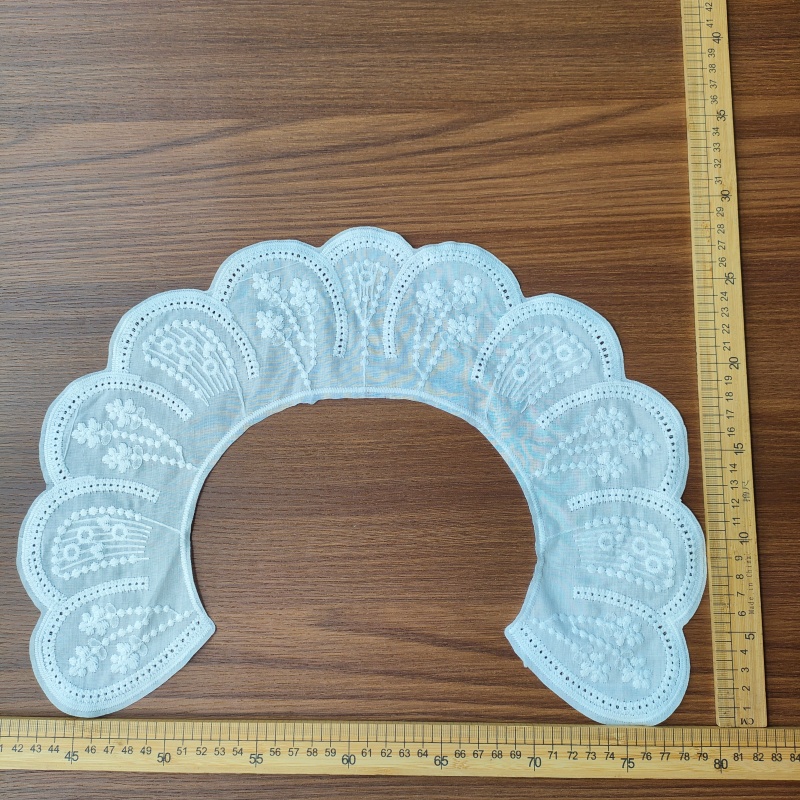 Vintage Milk Silk Embroidery Lace Collar, Detachable Fake Collar for Women Dress Shirt