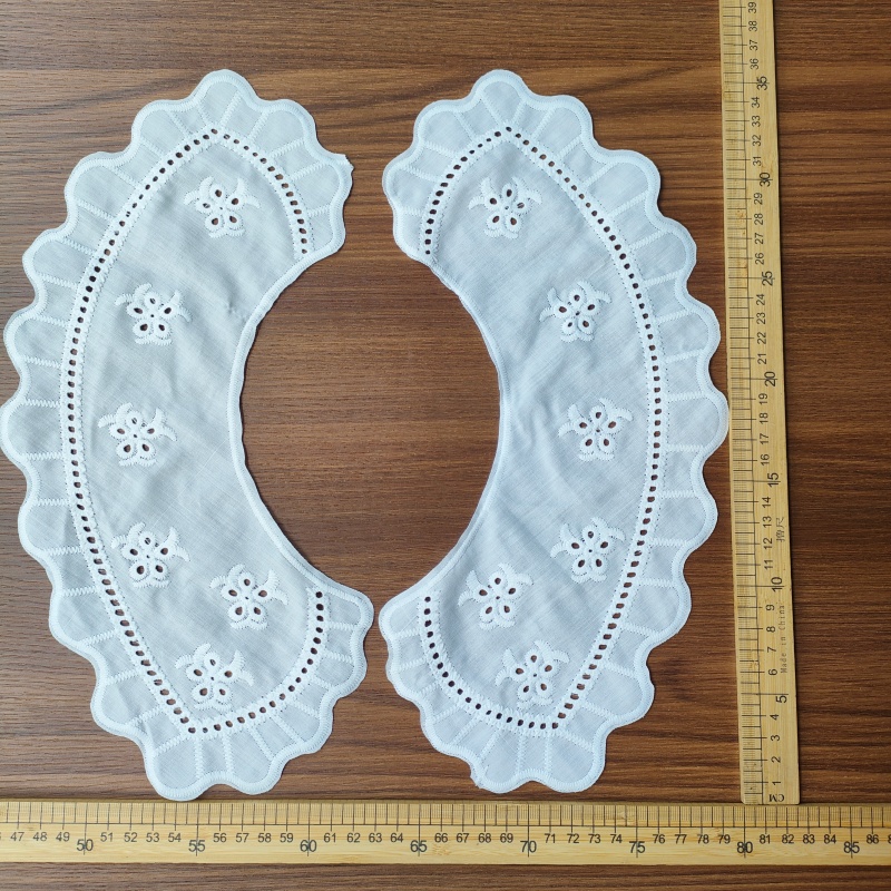 Vintage Milk Silk Embroidery Lace Collar, Detachable Fake Collar for Women Dress Shirt