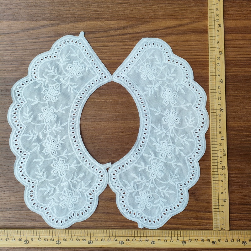 Vintage Milk Silk Embroidery Lace Collar, Detachable Fake Collar for Women Dress Shirt
