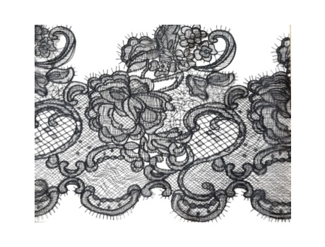 Wide Vintage Floral Eyelash Lace Trim, Black White Embroidery Lace for Wedding Dress