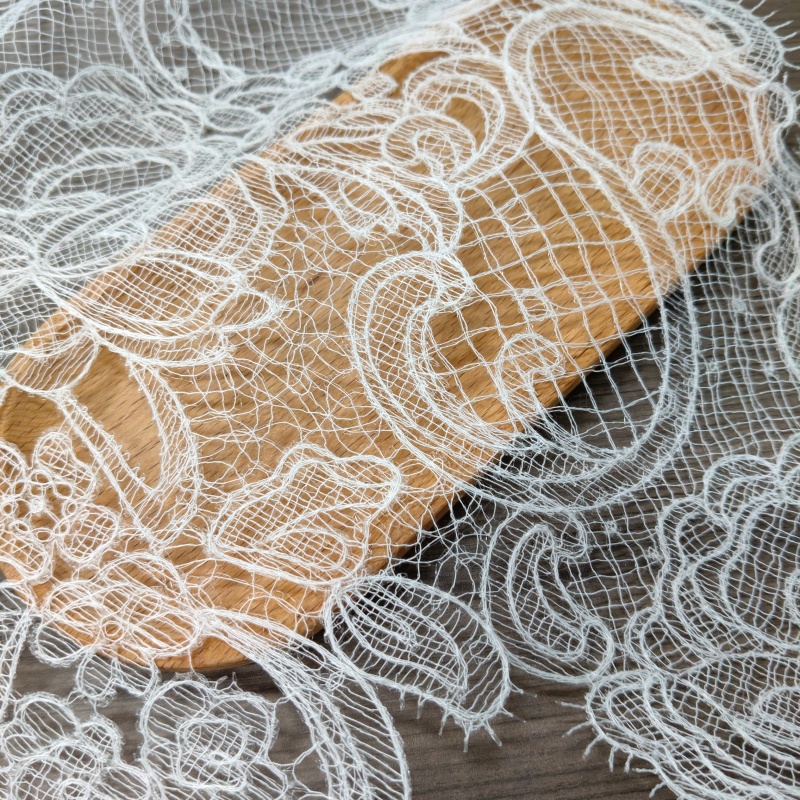 Wide Vintage Floral Eyelash Lace Trim, Black White Embroidery Lace for Wedding Dress