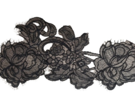 Fishtail Thread Floral Eyelash Lace Trim, Black White Sheer Lace for Wedding Dress Sewing