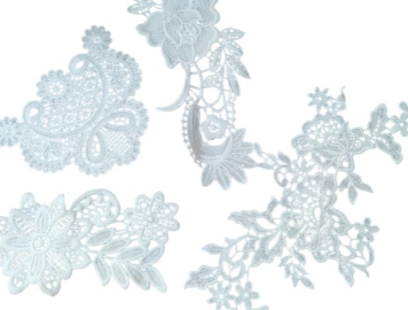 Water Soluble Embroidery Lace Applique, Floral Motif Patch for Wedding Dress Garment Decoration