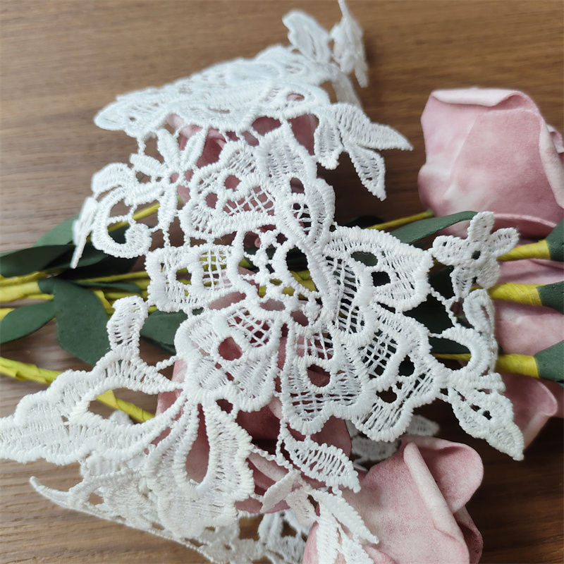 Water Soluble Embroidery Lace Applique, Floral Motif Patch for Wedding Dress Garment Decoration