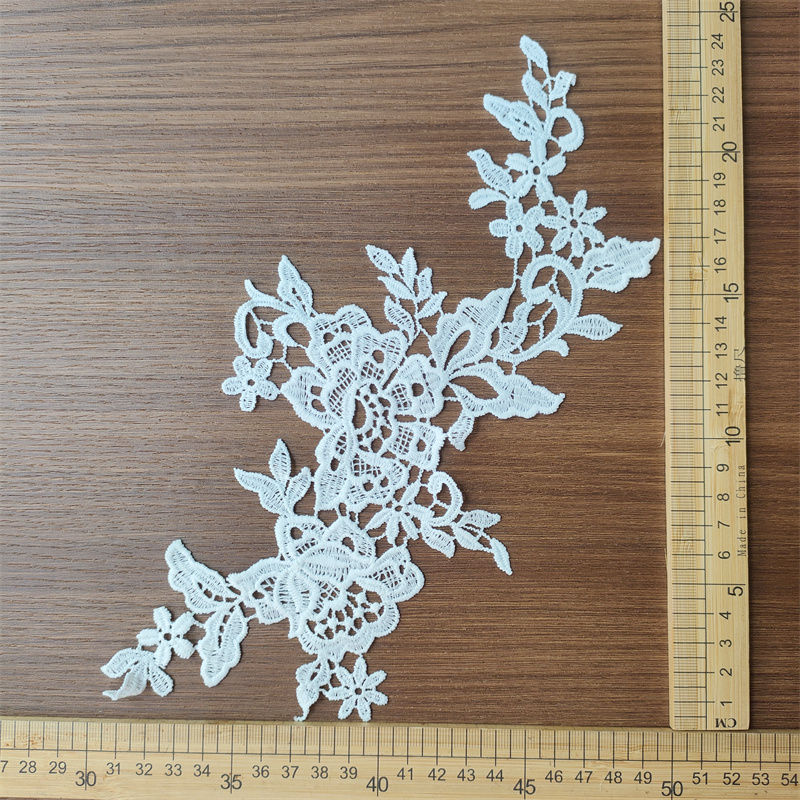 Water Soluble Embroidery Lace Applique, Floral Motif Patch for Wedding Dress Garment Decoration