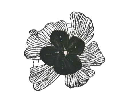 3D Mesh Lace Flower Applique, Rhinestone Embroidered Floral Patch for Dress Decoration