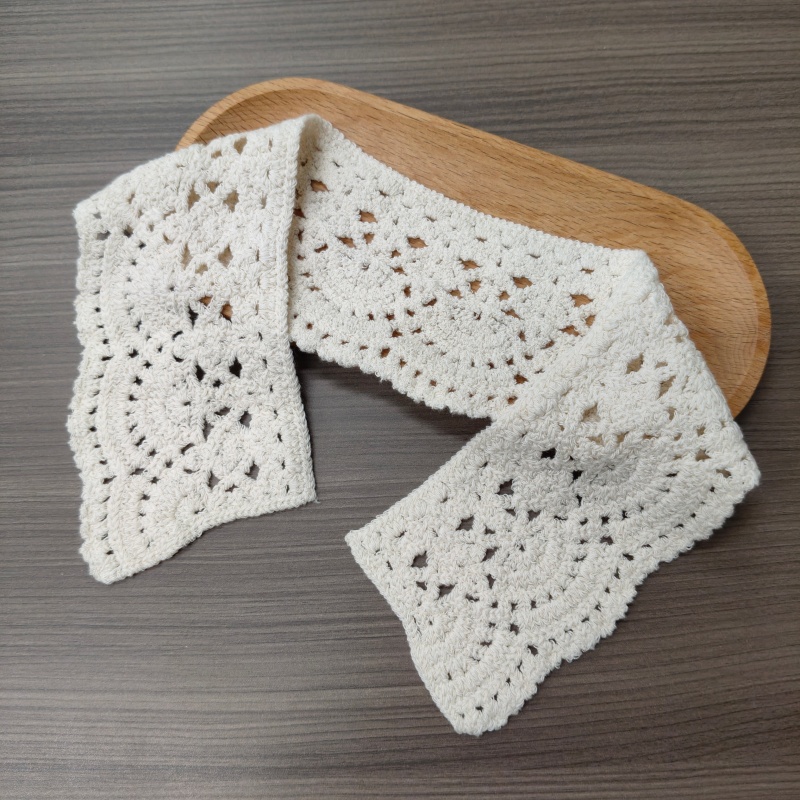 Cotton Crochet Lace Collar, Vintage Hollow Out Sew On Lace Collar for Dress Decoration