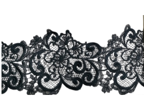 Black & White Milk Thread Embroidery Lace Trim, Floral Water Soluble Lace Border for Wedding Dress G
